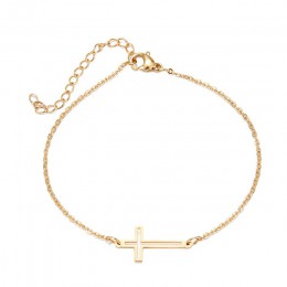 DOTIFI bransoleta ze stali nierdzewnej dla kobiet złoty i srebrny kolor krzyż biżuteria zaręczynowa Pulseira Feminina Lover