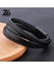ZG 2019 New Arrival męskie plecione skórzane bransoletki i bransolety w kolorze czarnym i brązowym z magnetyczną bransoletką Pun