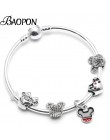 BAOPON moda prezent biżuteria Mickey & Minnie Charm bransoletka z ładnymi koralikami grzywny bransoletki i Bangles dla kobiet ak