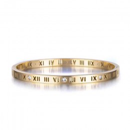 JeeMango klasyczne cyfry rzymskie bransoletki bransoletka biżuteria srebrny złoty kolor stal nierdzewna cyrkonia bransoletka ślu
