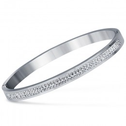 Bransoletka moda bransoletki z dwe linie kryształ z kryształkami w stylu Pave bransoleta ze stali nierdzewnej otwarcie dla kobie