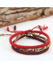 Handmade węzłów Lucky Rope bransoletka mężczyźni tybetański buddyjski miłość szczęście czerwone bransoletki z rzemykami regulowa