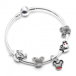 BAOPON moda prezent biżuteria Mickey & Minnie Charm bransoletka z ładnymi koralikami grzywny bransoletki i Bangles dla kobiet ak