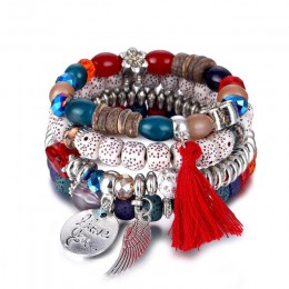 17IF koralik z kryształkami bransoletki dla kobiet bransoletka w stylu boho damska biżuteria Tassel z kamienia naturalnego Charm