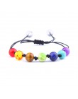 Lucky Rainbow 7 bransoletka Chakra dla kobiet Femme naturalny kamień Rainbow Healing Mala modlić bransoletka joga dla damska biż