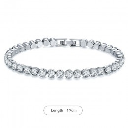 UMODE nowa moda damska kolor srebrny bransoletki luksusowe okrągła cyrkonia bransoletka dla kobiet biżuteria ślubna prezenty UB0