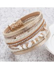 ALLYES naturalny kamień skórzane bransoletki dla kobiet luksusowej marki Femme styl boho szeroki wielowarstwowe Wrap bransoletka