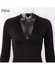 FSDA zapinane na zamek kobiety z długim rękawem biały Sexy body czarny jesień zima sweter z golfem body na ramiączkach w stylu c