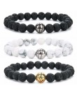 LOULEUR nowe czarne białe bransoletki z koralików kobiece kamień lawowy koszykówka Charms bransoletki dla kobiet biżuteria Pulse