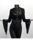 Kobiety 2 częściowy zestaw gotycki czarny Sexy koronkowe Body Body plisowana spódnica zestawy dwuczęściowe zasznurować przepuszc
