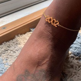 Moda damska 1990-2019 rok urodzenia kostki bransoletka na nogę biżuteria ze stali nierdzewnej różowe złoto spersonalizowany nume