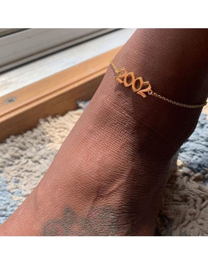 Moda damska 1990-2019 rok urodzenia kostki bransoletka na nogę biżuteria ze stali nierdzewnej różowe złoto spersonalizowany nume