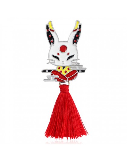 Vintage zwierząt Alloy Tassel broszka japoński Ninja królik ogień Fox wąż Kendo Sika Deer emalia Pin plecak odznaka prezenty dla