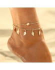 GUVIVI okrągły zroszony czeski Anklet dla kobiet akcesoria złote warstwy liść boso sandały stóp bransoletka na nogę biżuteria pr