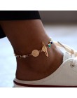 GUVIVI okrągły zroszony czeski Anklet dla kobiet akcesoria złote warstwy liść boso sandały stóp bransoletka na nogę biżuteria pr