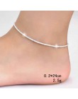 Cienkie 925 tłoczone posrebrzane błyszczące łańcuchy Anklet dla kobiet dziewczyn przyjaciel biżuteria na stopy bransoletka na no