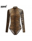 Gagaopt 2019 Leopard Sexy body dla kobiet panie z długim rękawem wąż Zebra body Bodycon obcisłe body Romper kombinezon