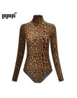 Gagaopt 2019 Leopard Sexy body dla kobiet panie z długim rękawem wąż Zebra body Bodycon obcisłe body Romper kombinezon