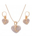 Darmowa wysyłka moda biżuteria luksusowe złoty kolor romantyczny austriacki kryształowy kształt serca łańcuch naszyjnik kolczyki
