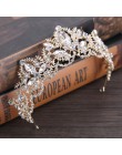 2018 nowych moda barokowy luksusowy kryształ AB Diadem panny młodej jasne złoto Diadem Diadem dla kobiet akcesoria do włosów dla