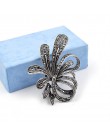 Cindy xiang Rhinestone broszki z czarnym kwiatem dla kobiet Vintage Antique srebrna broszka Pin eleganckie wykwintne broszki now