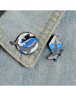 Fala szpilki oceanu morze fala broszki narządów serca żarówka wieloryb klepsydra odznaki niebieski fala emalia pin kolekcja