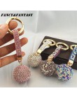 Fancy & Fantasy nowy Strass Rhinestone wysokiej jakości skórzany pasek Crystal Ball brelok do kluczyków samochodowych uroku wisi