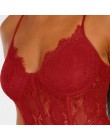 SEBOWEL Woman czarny/czerwony sheer kwieciste koronkowe body z miseczkami Sexy kobieta bez rękawów drążą body na ramiączkach ubr