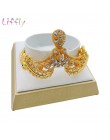 LIFFLY Dubai zestawy biżuterii duży naszyjnik klasyczny kształt kropli wody bransoletka kolczyki pierścień dla kobiet zestawy bi
