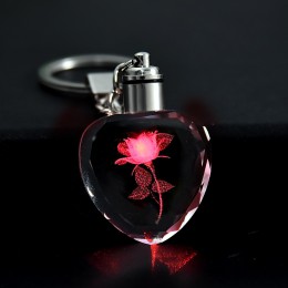 Moda kolorowe bajki kwiat róży wzór miłość kształt kryształ Rhinestone LED Light brelok kochanka brelok do kluczy biżuteria