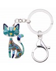Bonsny Metal emalia Cat Kitten breloczek breloczek kobiety dziewczyny wisiorek do torebki 2017 nowa biżuteria dla zwierząt klucz