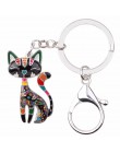 Bonsny Metal emalia Cat Kitten breloczek breloczek kobiety dziewczyny wisiorek do torebki 2017 nowa biżuteria dla zwierząt klucz
