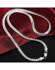 2 sztuka 6MM pełna boki 925 Sterling Silver naszyjnik bransoletka biżuteria dla kobiet mężczyzn Link Chain Sets Lady prezent ślu