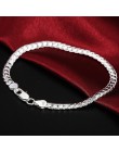 2 sztuka 6MM pełna boki 925 Sterling Silver naszyjnik bransoletka biżuteria dla kobiet mężczyzn Link Chain Sets Lady prezent ślu