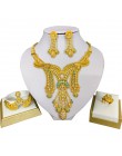 LIFFLY Dubai zestawy biżuterii duży naszyjnik klasyczny kształt kropli wody bransoletka kolczyki pierścień dla kobiet zestawy bi