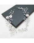 Moda ślubna akcesoria do włosów imitacja perły Haedbands dla panny młodej kryształowa korona kwiatowa elegancka ozdoba do włosów