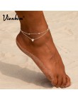 Vienkim kobiety 2019 kobiet obrączki z prostymi serduszkami boso szydełkowe sandały biżuteria na stopy dwuwarstwowy stóp nogi br