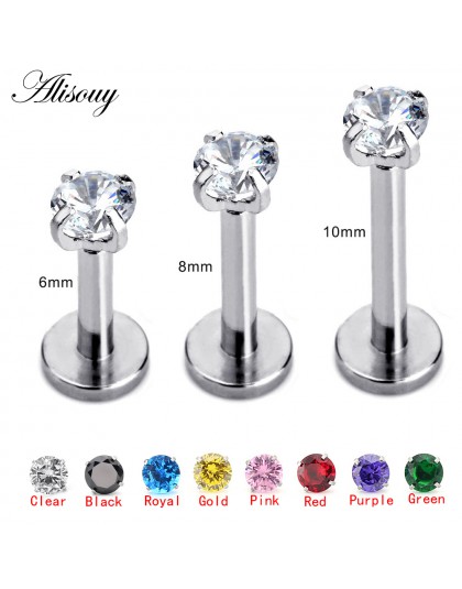 Alisouy 1pc stal chirurgiczna ucha do małżowiny ucha Helix Piercing Labret wargi szpilki pierścień wewnętrznie gwint 16g 6/8/10m