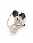 Wuli & baby złoto srebrne z kryształem górskim mysz szczur broszki kobiety Alloy emalia zwierząt w stylu Casual, imprezowa brosz