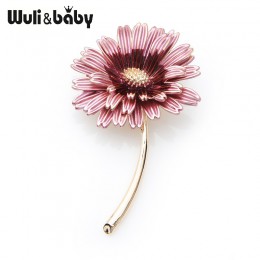 Wuli & baby emalia różowa stokrotka modna broszka spinka kwiatowa dla kobiet i mamy prezent proste akcesoria 2019