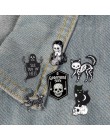 Punk style Dark series szkielet Denim emalia szpilki do zobaczenia w piekle fajne odznaki rockowe broszki prezenty dla przyjació