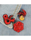 Dungeons & Dragons emalia Pin D20 DnD 20 jednostronne gra w kości broszki i szpilki odznaki RPG gra w kości miłośników gier klap