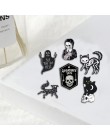Punk style Dark series szkielet Denim emalia szpilki do zobaczenia w piekle fajne odznaki rockowe broszki prezenty dla przyjació