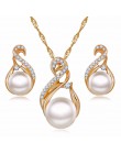 VKME modne zestawy biżuterii ślubne srebrne kolczyki w kolorze imitacja perły zestaw biżuterii kobiety naszyjnik zestaw Bijoux c