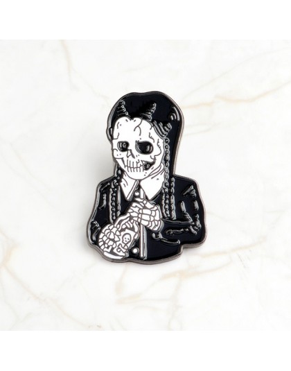 Punk style Dark series szkielet Denim emalia szpilki do zobaczenia w piekle fajne odznaki rockowe broszki prezenty dla przyjació