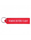 Usuń przed lotem breloczek czerwony haft dostosuj brelok brelok na prezenty w lotniczym stylu brelok kluczowe tagi etykieta sleu