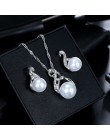 VKME modne zestawy biżuterii ślubne srebrne kolczyki w kolorze imitacja perły zestaw biżuterii kobiety naszyjnik zestaw Bijoux c