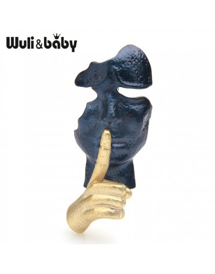 Wuli & baby Blue Gold Face broszki kobiety mężczyźni Alloy Secret Pose broszka przypinki prezenty