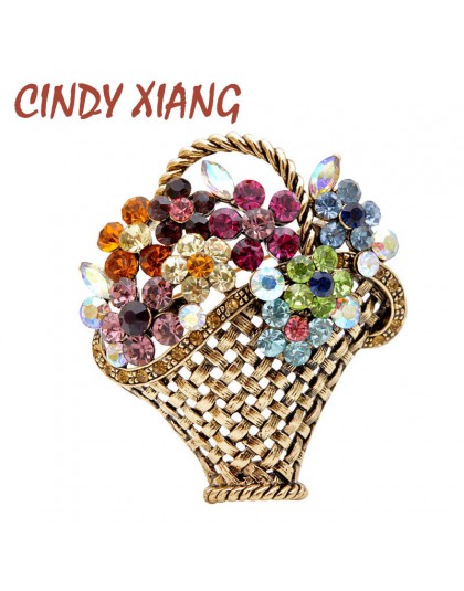 CINDY XIANG Rhinestone kosz na kwiaty broszka Vintage kolorowe broszki dla kobiet jesień projekt biżuteria akcesoria płaszcz