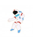 Astronauta kosmiczny samolot broszka Cartoon samolot rakieta Alien Whale emalia Pins mężczyźni Denim kurtki przypinka moda odzna